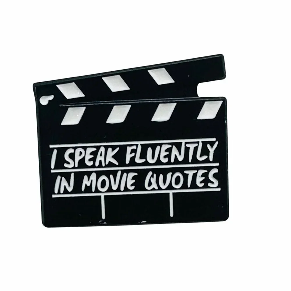 ✨Movie Set Clapboard Enamel Pin Speak Fluently In Movie Quotes Brooch Black Film - Picture 5 of 6